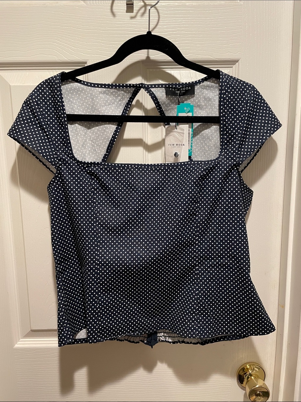 Few Moda cotton square neck polkadot peplum top